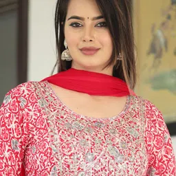 SINGNI Women Ethnic Motifs Embroidered Regular Sequinned Kurta with Trousers & With Dupatta image 2