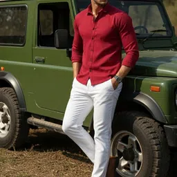 BADLAND Classic Textured Spread Collar Roll-Up Sleeves Casual Shirt image 2