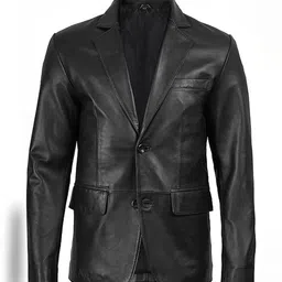 Ranujapir Men Lapel Collar Solid Lightweight Leather Jacket image 3