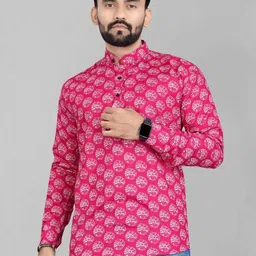 Bought First Men Geometric Printed Indie Prints Kurta image 3