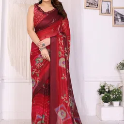 MAGNEITTA Floral Zari Pure Chiffon Designer Saree-picture-11