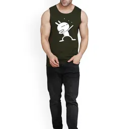 SLOWLORIS Men Pack Of 2 Printed Combed Cotton Gym Vest VSL26 CMB(CHS NAVY)(ZOZO OLIVE) image 5