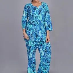 MomsBae Printed V-Neck Tunic With Trousers Co-Ords image 2