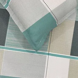 SWAYAM Blue & White Geometric 210 TC Queen Bedsheet with 2 Pillow Covers image 2