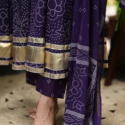 Dholkee Women Ethnic Motifs Printed Panelled Pure Cotton Kurta with Trousers & With Dupatta image 3