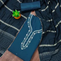 HERE&NOW Floral Embroidered Beads & Stones Unstitched Dress Material-picture-21