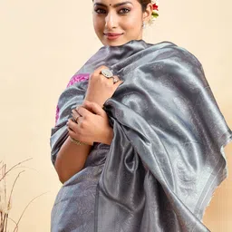 SANISA Woven Design Silk Blend Handloom Saree image 3