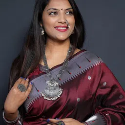 NS WORLD Polka Dots Woven Design Zari Satin Saree image 3