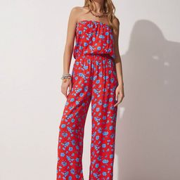 Happiness istanbul Floral Printed Off-Shoulder Jumpsuit-picture-13