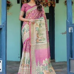 MAHARANI COUTURE Floral Printed Pure Cotton Kanjeevaram Saree-picture-26