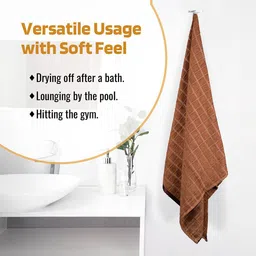 Kuber Industries Brown 4 Pieces Striped 250 GSM Bath Towels image 3