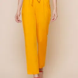 KATLINE Solid Women Relaxed High-Rise Trousers-picture-13