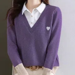 StyleCast Women V-Neck Pullover Sweater-image-81