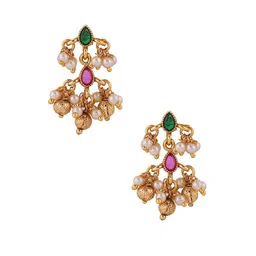 Priyaasi Gold Plated Stone Studded & Beaded Peacock Necklace and Earrings image 3