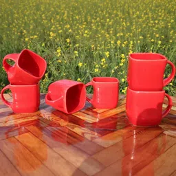 laghima jadon Maroon Solid Ceramic Glossy Cups Set of 6 Cups and Mugs image 3