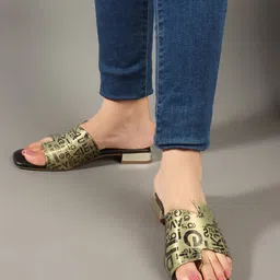Denill Women Printed Open Toe Flats image 3