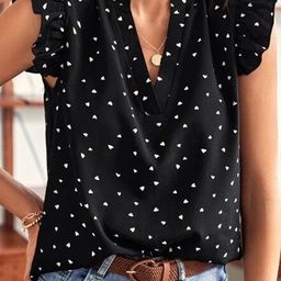 Stylecast X Slyck 
Conversational Printed Mandarin Collar Ruffled Sleeve Top-picture-45