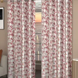 Galaxy Home Decor Maroon Set of 2 Floral Long Door Curtain-image-50