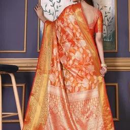 AKSH FASHION Red Silk Blend Sarees image 2