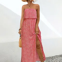 StyleCast x Revolte Floral Print Georgette Maxi Dress image 1