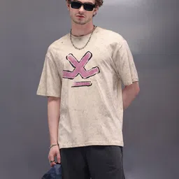 WROGN Men Brand Logo Printed Drop-Shoulder Sleeves Oversized T-shirt-picture-39