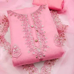 Blissta Organza Silk Sequins Embroidered Dress Material-picture-22