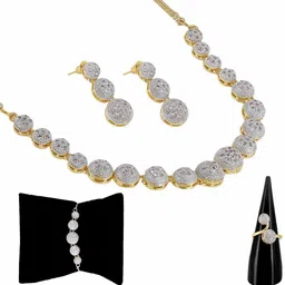 m creation Alloy Gold-plated Gold, Platinum Jewellery Set (Pack of 1)-picture-36