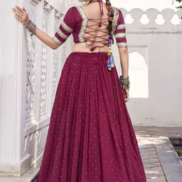 LOOKNBOOK ART Woven Chanderi Zari Chaniya Choli with Embossed Lace Touch image 2