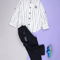 V-Mart Boys Striped Shirt with Trousers-image-64