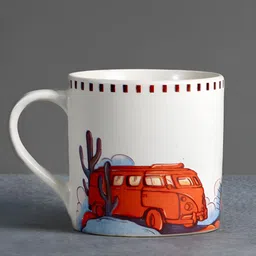 ALMIRO TREE White & Brown Printed Ceramic Matte Cups and Mugs-picture-24