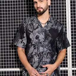 Anouk Men Cuban Collar Abstract Printed Cotton Relaxed Fit Casual Shirt-picture-11