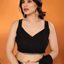 HERE&NOW Black Printed Poly Georgette Sarees image 2