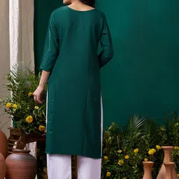 Rujave Women Ethnic Motifs Embroidered Regular Thread Work Kurta with Trousers image 2