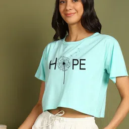 Moda Rapido Women Printed Drop-Shoulder Sleeves Bio Finish Applique T-shirt image 4