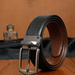 Teakwood Leathers Men Textured Leather Reversible Formal Belt-image-93