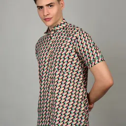 Heed Attentive Men Relaxed Fit Abstract Printed Spread Collar Cotton Casual Shirt image 4