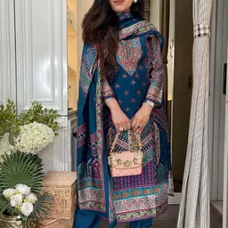 KALINI Women Ethnic Motifs Printed Kurta with Trousers & Dupatta image 4