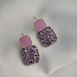Zhouse Gold-Plated Crystals Studded Contemporary Drop Earrings-picture-51