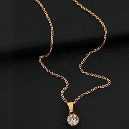 SZN Set Of 2 Gold-Plated Artificial Stones Studded Circular Shaped Pendants With Chains-picture-35