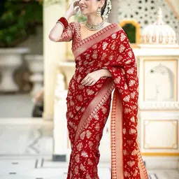 Mitera Woven Design Zari Banarasi Saree image 5