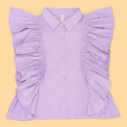 Pantaloons Junior Flutter Sleeve Cotton Shirt Style Top image 3