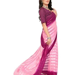 Moda Rapido Women Striped Satin Saree image 3