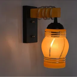 1ST TIME Yellow & Yellow Wood Abstract Shaped Shaped Wall Lamp-picture-28