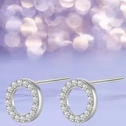 VAMA Silver-Plated Crystals Studded Circular Shaped Studs image 3