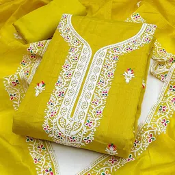 Nayanthara Trends Embroidered Unstitched Dress Material image 4
