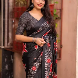 KALINI Batik Silk Blend Designer Saree image 3