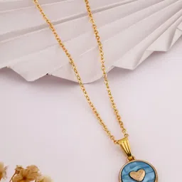 SZN Women Set Of 2 Star & Heart Shaped Gold-Plated Charms Enamelled Necklace image 3