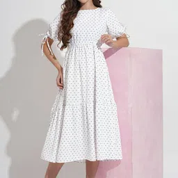 Murcia Women Floral Printed A-Line Midi Dress-picture-22