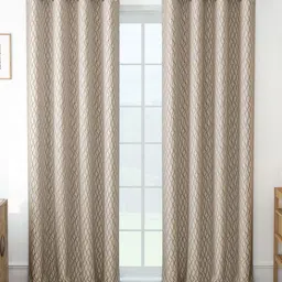 Story@home Beige Set of 2 Room Darkening Long Door Curtain-image-83