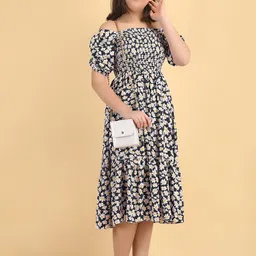 PTVIZE Floral Print A-Line Midi Dress image 4